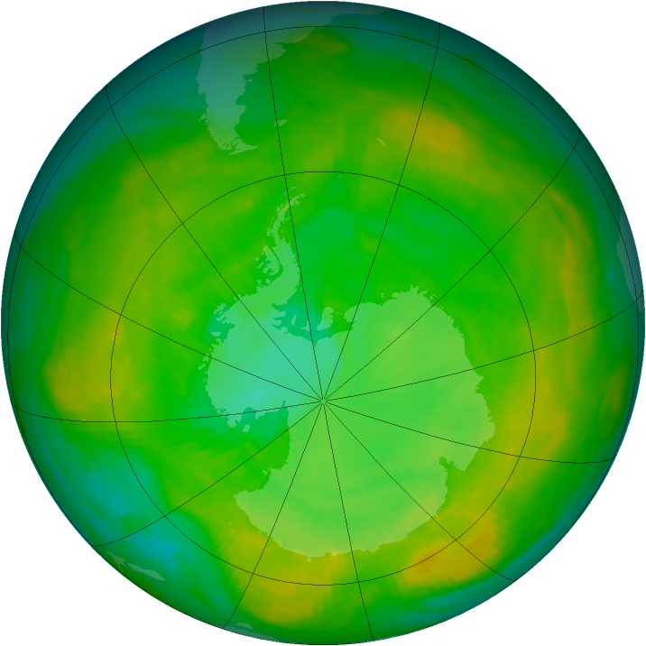 Antarctic ozone map for 31 December 1979